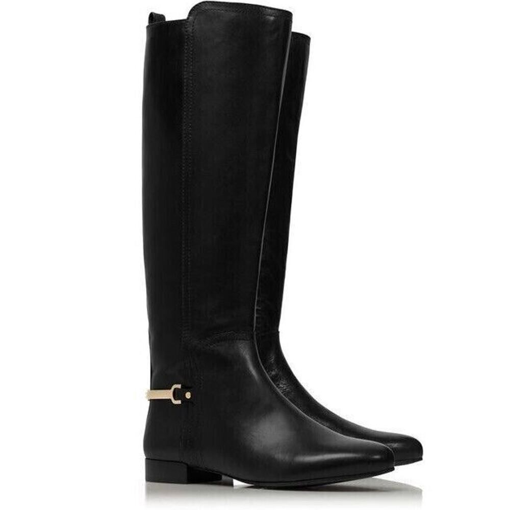 $530 Tory Burch Black Classic Designer Jess Leather Riding Tall Boots Fall 8